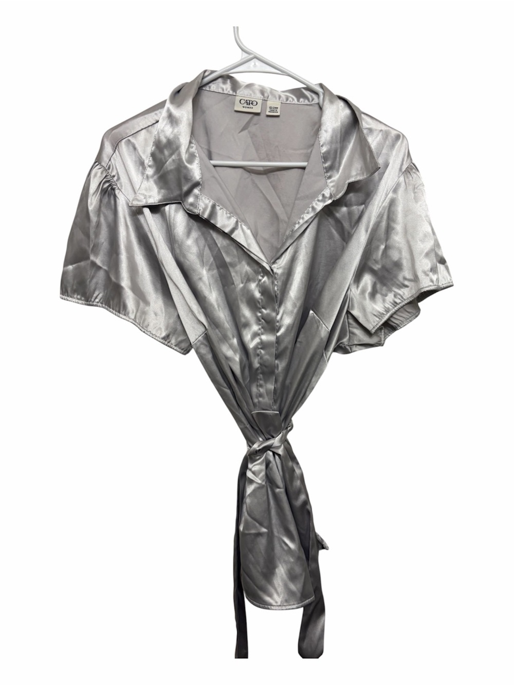 Cato Light Silver Satin Blouse